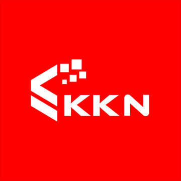 KKN letter technology logo design on red background. KKN creative initials letter IT logo concept. KKN setting shape design

