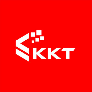 KKT letter technology logo design on red background. KKT creative initials letter IT logo concept. KKT setting shape design

