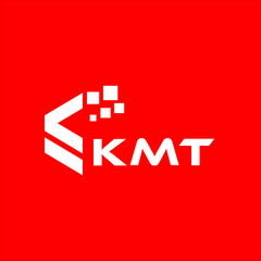 KMT letter technology logo design on red background. KMT creative initials letter IT logo concept. KMT setting shape design
