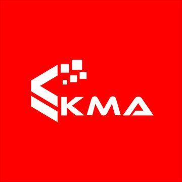 KMA letter technology logo design on red background. KMA creative initials letter IT logo concept. KMA setting shape design

