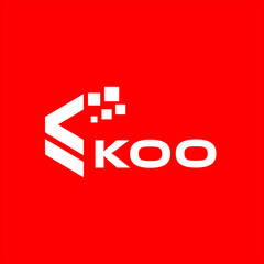 Obraz premium KOO letter technology logo design on red background. KOO creative initials letter IT logo concept. KOO setting shape design 
