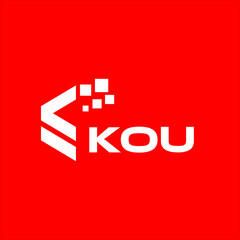 Obraz premium KOU letter technology logo design on red background. KOU creative initials letter IT logo concept. KOU setting shape design 