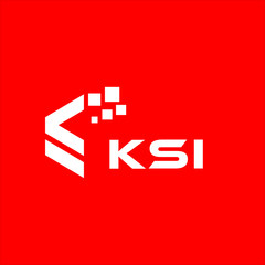 KSI letter technology logo design on red background. KSI creative initials letter IT logo concept. KSI setting shape design

