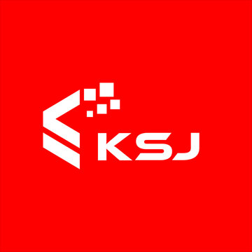 KSJ letter technology logo design on red background. KSJ creative initials letter IT logo concept. KSJ setting shape design
