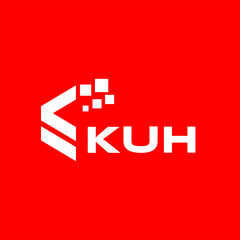 KUH letter technology logo design on red background. KUH creative initials letter IT logo concept. KUH setting shape design
