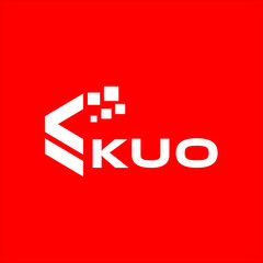 KUO letter technology logo design on red background. KUO creative initials letter IT logo concept. KUO setting shape design
