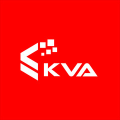 Obraz premium KVA letter technology logo design on red background. KVA creative initials letter IT logo concept. KVA setting shape design 