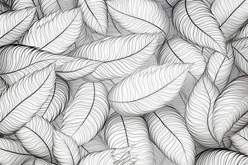 Leaf line art pattern background. generative ai.