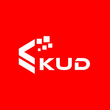 KUD letter technology logo design on red background. KUD creative initials letter IT logo concept. KUD setting shape design
