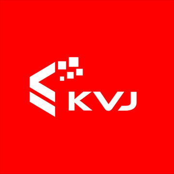 KVJ letter technology logo design on red background. KVJ creative initials letter IT logo concept. KVJ setting shape design
