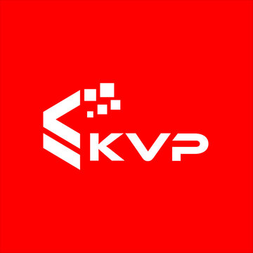 KVP letter technology logo design on red background. KVP creative initials letter IT logo concept. KVP setting shape design
