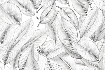 Leaf line art pattern background. generative ai.