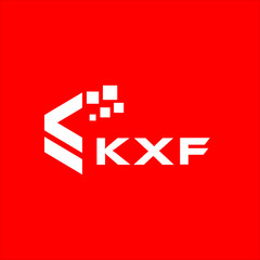 Obraz premium KXF letter technology logo design on red background. KXF creative initials letter IT logo concept. KXF setting shape design 