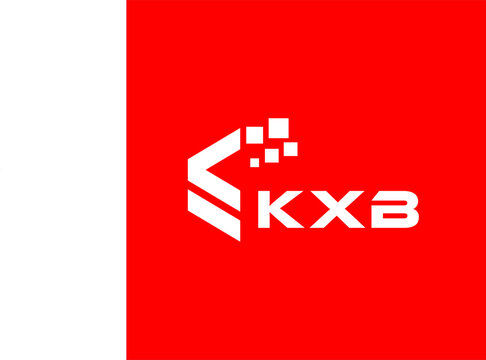 KXB letter technology logo design on red background. KXB creative initials letter IT logo concept. KXB setting shape design
