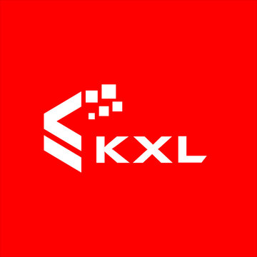 KXL letter technology logo design on red background. KXL creative initials letter IT logo concept. KXL setting shape design
