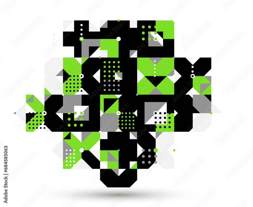 Poster bauhaus trendy abstract geometric vector background, tiling mosaic pattern memphis style abstraction