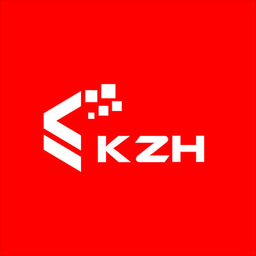 KZH letter technology logo design on red background. KZH creative initials letter IT logo concept. KZH setting shape design
