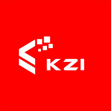 KZI letter technology logo design on red background. KZI creative initials letter IT logo concept. KZI setting shape design
