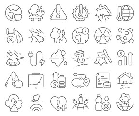 Global crisis line icons collection. Thin outline icons pack. Vector illustration eps10