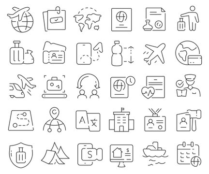 Immigration line icons collection. Thin outline icons pack. Vector illustration eps10