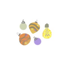 Set of Christmas decor elements, bright clipart