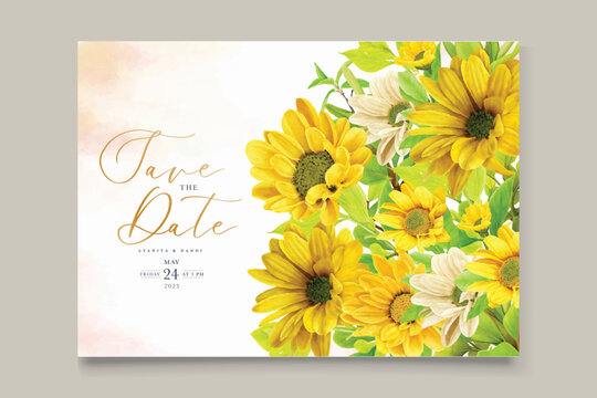 yellow sunflower background and frame arrangement card