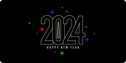 Background with the inscription Happy New Year 2024. Vector illustration in flat flat style.