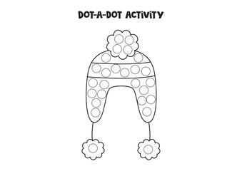 Dot a dot game for preschool kids. Cute winter cap.