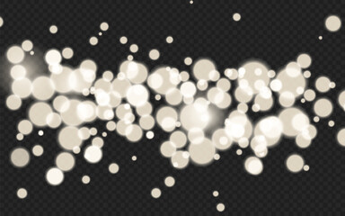Dust sparks and stars shine with a special light. Christmas light effect. Glittering particles of magic dust.Vector sparkles on a transparent background.