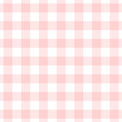 手描きのピンク色と白のギンガムチェック柄のパターン - シンプルでかわいい背景素材 - 正方形