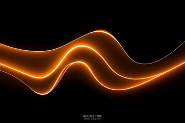 Orange Wave on Black Background, Abstract geometric background with liquid shapes. Vector illustration.