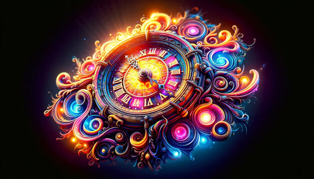 Colorful fantasy alarm clock with many elements decoration