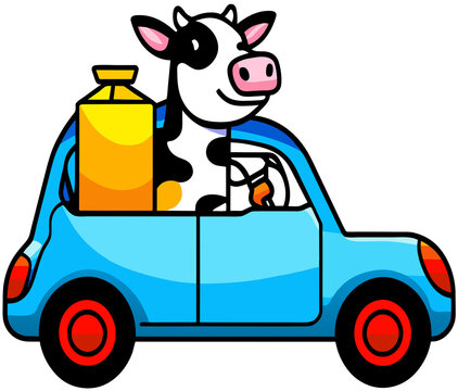 cow cartoon car