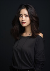 Fototapeta premium Beautiful Woman Model Asian in causal look on clear Background