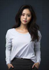 Obraz premium Beautiful Woman Model Asian in causal look on clear Background