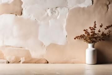 bottle container on ancient tuscan stucco wall background