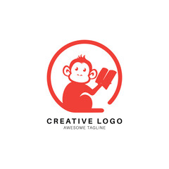 Monkey book logo design icon