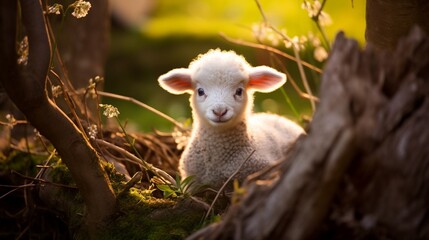 cute lamb sitting 