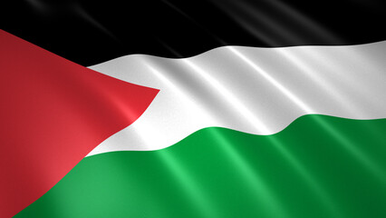 Palestine floating flag. 3D illustration