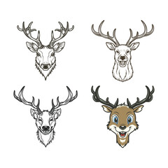 happy deer head set illustration