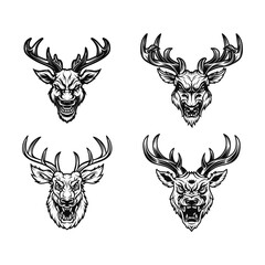 Naklejka premium angry deer head silhouette