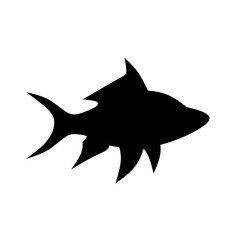 Fish silhouette icon vector. Tropical fish silhouette can be used as icon, symbol or sign. Freshwater fish icon for design related to animal, wildlife or underwater