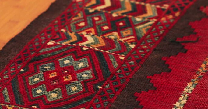 Close-up of ornament and patterns of Samarkand carpets, Uzbekistan.