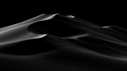 Fond graphique pour conception et création. Arrière-plan d'une dune de sable noir sur fond noir. Clair obscur, ombre et lumière. - obrazy, fototapety, plakaty
