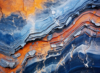 Fond graphique pour conception et création. Arrière-plan coloré, bleu et orange. Pierre, texture, matière.