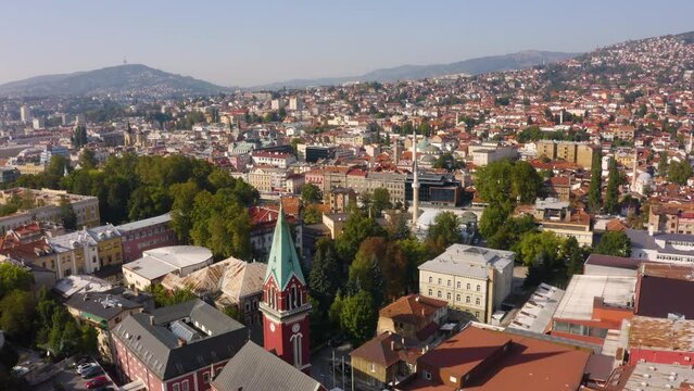 Urban landscape of Sarajevo. Aerial view