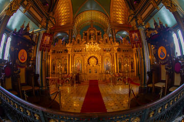 Fototapeta na wymiar Sveti Stefan Church, also known as the Iron Church, is a church affiliated with the Bulgarian Exarchate, located on the shores of the Golden Horn between the Fener districts of Balat, Fatih, Istanbul.