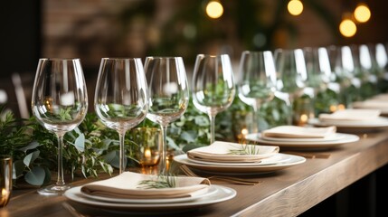 Table Setting Empty Glasses , Background HD, Illustrations