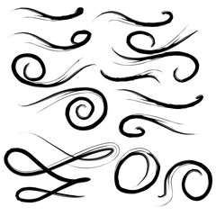 Fototapeta premium Black Swirls Swoosh Vector Accent Line Work