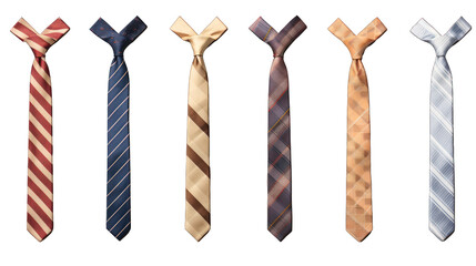 Set of Silk Ties Isolated on Transparent or White Background, PNG - obrazy, fototapety, plakaty